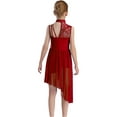 thumbnail image 2 of Haitryli Girls Lyrical Dance Dress Kids Floral Lace Sleeveless Rhinestones Irregular Leotard Dress Ballet Dancewear Burgundy 14, 2 of 5