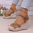 thumbnail image 2 of Xucatan Women's Wedge Heel Sandals, Woven Rope Peep Toe Platform Shoes, Ankle Strap Summer Dressy Footwear, Versatile Spring Casual Style Gift, 2 of 9