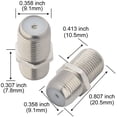 thumbnail image 4 of Conectores coaxiales RF tipo F Adaptador RG6 Conector de antena hembra F hembra a conector coaxial hembra Conector de cable tipo F (agujero) para antena de TV, niquelado Paquete de 2 Fokelyi CZDZ-ST37-1, 4 of 5