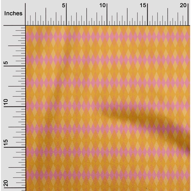 oneOone Polyester Lycra Medium Pink Fabric Argyle Check Sewing Material Print Fabric By The Yard 56 Inch Wide
