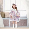 thumbnail image 7 of Wearable Blanket with Sleeves and Pocket Oversized Hooded Sweatshirt 3-14 YR Pastel Colors Unicorn M, 7 of 7