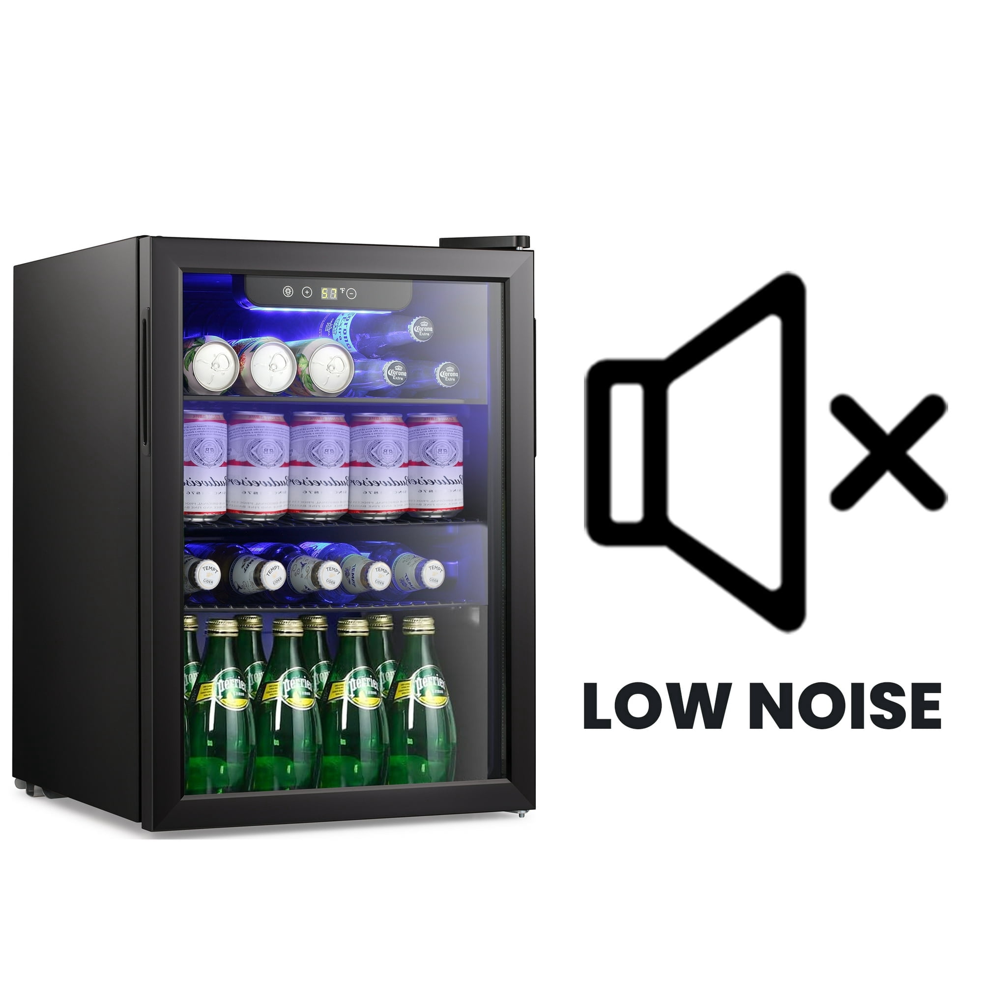 Havato 100Cans of Beverage Refrigerator Cooler, 2.6Cu.ft, Mini Glass Door Refrigerator, Low Noise, Can Store Soda/Beer/Wine, Suitable for Bars/Offices/Families