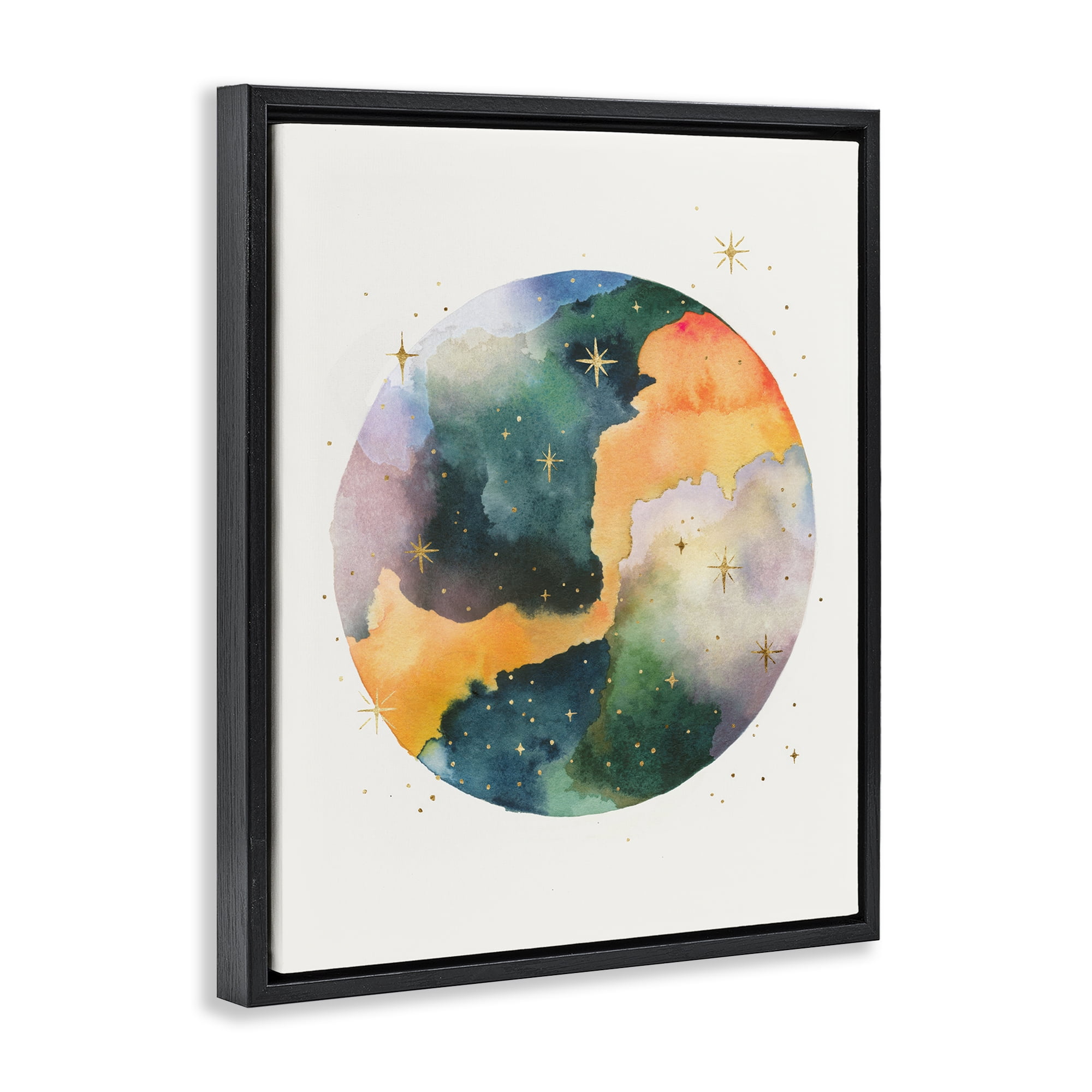 Stupell Industries Outer Space Nebula STEM Painting Black Floater Framed Canvas Art Print Wall Art, 25 x 31