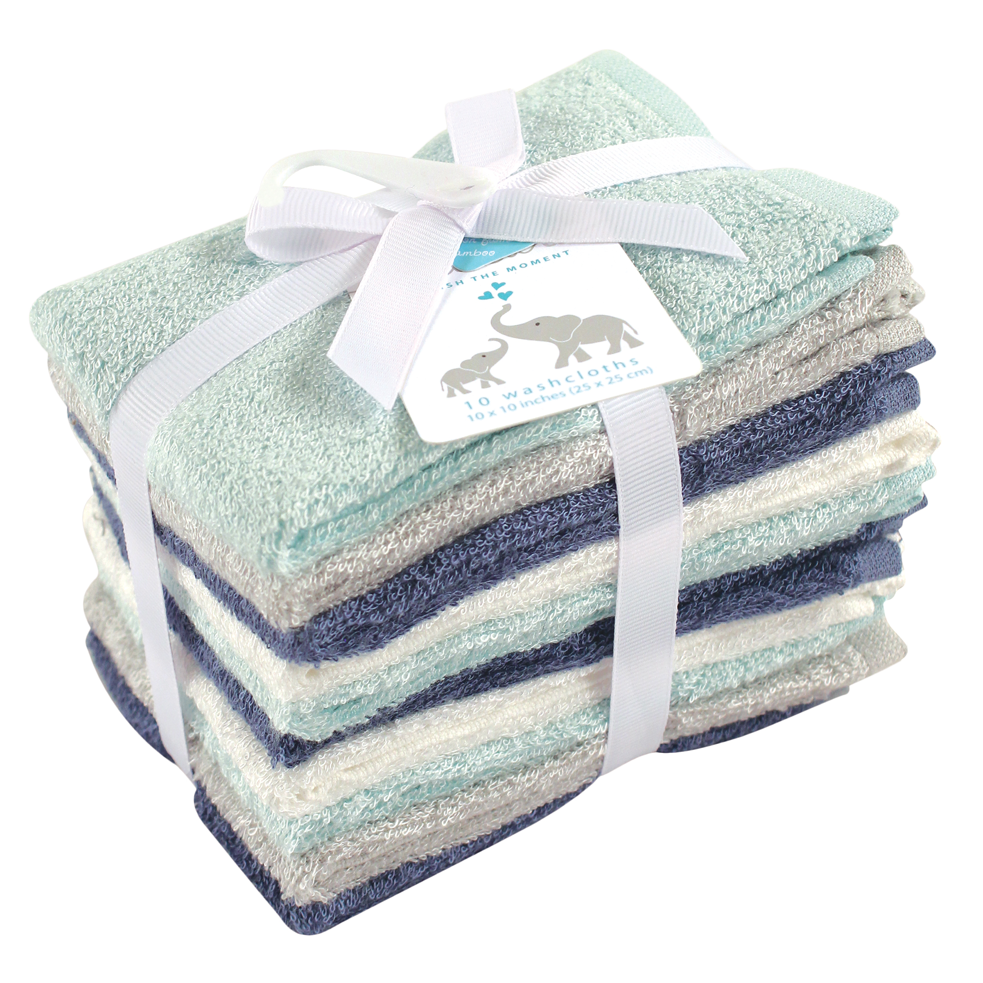 Little Treasure Baby Boy Rayon from Bamboo Luxurious Washcloths, Denim Mint, One Size