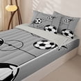 thumbnail image 3 of Castle Fairy Soccer Court Zipper Full Size Comforter Sets with Fitted Sheet and 2 Pillowcases, Stars Ball Print Zipper Bedding Set, Black Gray,4pcs,Grey Reversible, 3 of 6