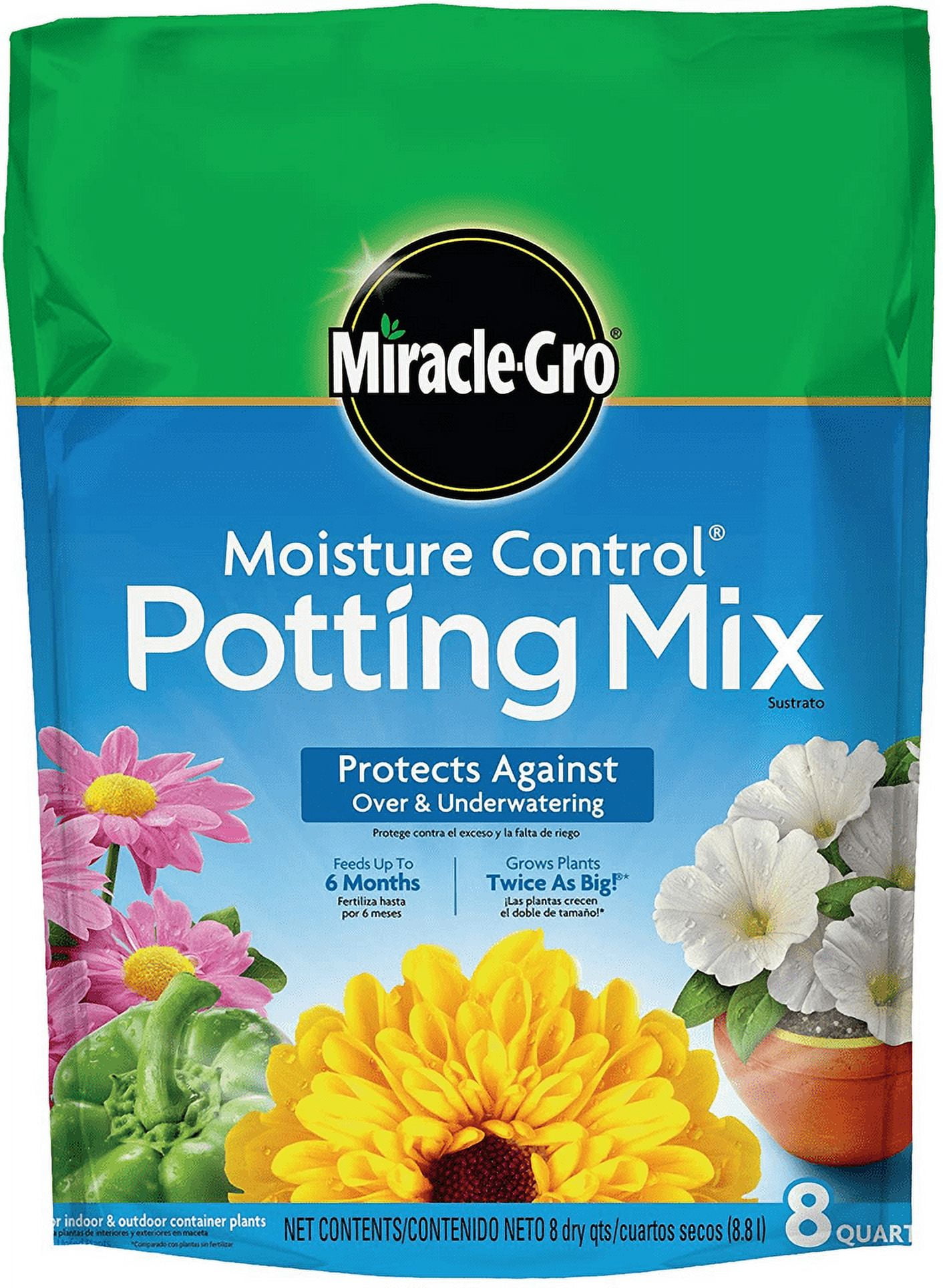 Miracle-Gro Moisture Control Potting Mix, For Container Plants, 8 qt.