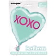 thumbnail image 3 of Foil XOXO Heart Valentine's Day Balloon, Teal, 18in, 3 of 3