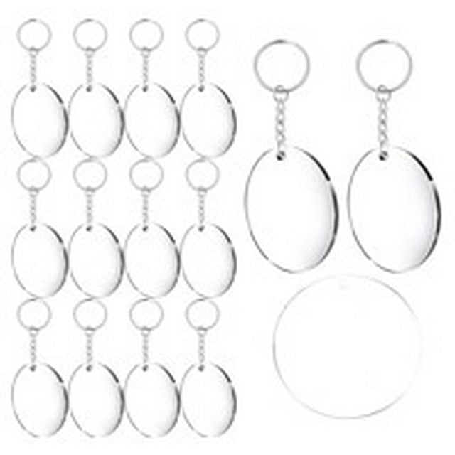 48 Pieces/Set Acrylic Circle Disc Replacement Hanging Replacing Unisex Blanks Bag Paintable Transparent Men Women Pendant Crafts Making Keychain Blank