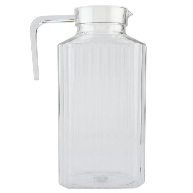 Bouteille de jus - pot de jus, bouteille en acrylique transparent rayé de glace d'eau froide jus Jug avec couvercle (4 tailles) (Taille : 1800ml)