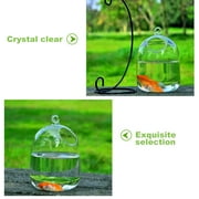 Yirtree Desk Hanging Fish Tank, Small Glass Betta Bowl Aquarium with Stand,Plant Terrarium for Home Table Top Office Garden Decor