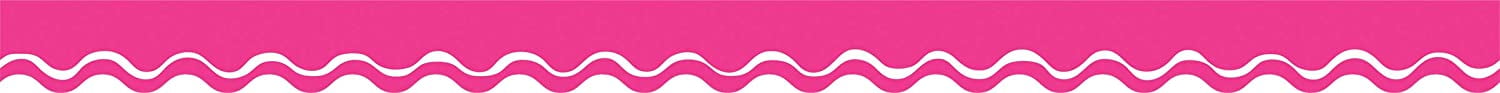 Barker Creek Double-Sided Scalloped Edge Border 2-Pack, Happy Hot Pink, Trim out Bulletin Boards and Create Colorful Displays with 78' of Designer Double-Sided Border, 2.25" x 78' (3708)