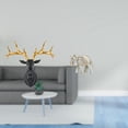 thumbnail image 2 of Estatua de cabeza de ciervo, decoración de pared con animales, escultura de alce de resina, figura de de madera tallada a mano, adorno para e, 2 of 8