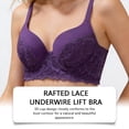 thumbnail image 4 of WDDDD Women's Elegant Lace Underwire Push Up Bra Purple 80D, 4 of 5