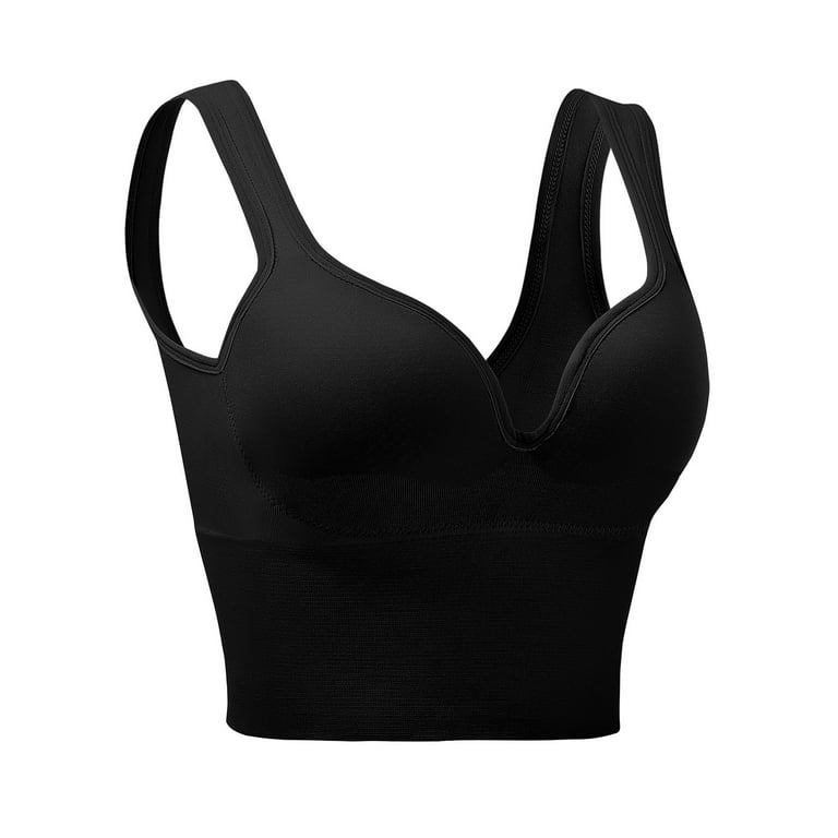GWAABD Sports Bra with Sewn In Pads Womens Sports Bra No Wire Comfort Sleep  Bra Plus Size Workout Activity Bras with Non Removable Pads Shaping Bra 