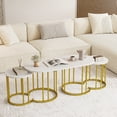 thumbnail image 2 of Costway Nesting Coffee Table Set of 3 with Faux Marble Tabletop & Powder-coated Office, 2 of 8