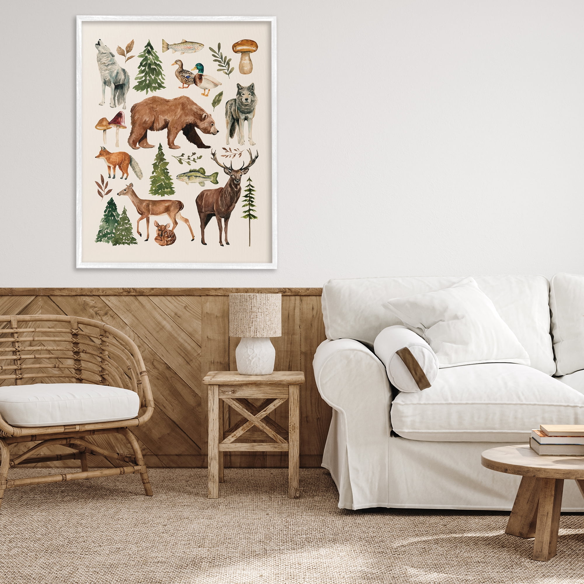 Stupell Industries The Wild Wood Animals White Framed Giclee Art, design by Bethany Sandoval