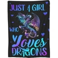 thumbnail image 3 of Dragon Blanket Gifts for Kid Women Just a Girl Who Loves Dragons Soft Warm Lightweight Cozy Retro Floral Dragon Watercolor Throw Blankets for Bed Living Room Sofa Couch Decor 40x50in, 3 of 6