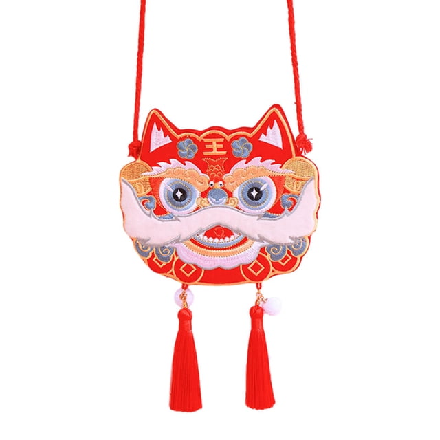 Bolso bandolera bordado, bolso de Año Nuevo chino, bolso de mano para cosméticos de Año Nuevo Estilo A