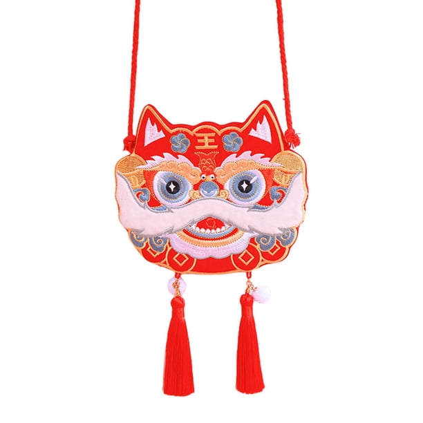 Bolso bandolera bordado, bolso de Año Nuevo chino, bolso de mano para cosméticos de Año Nuevo Estilo A