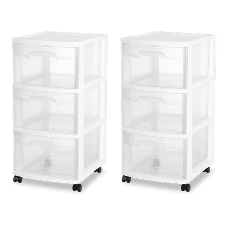 Sterilite 3 Drawer Cart, White (Available in Case of 2 or Single Unit)