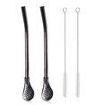 thumbnail image 1 of 2 cucharas de filtro de paja de acero inoxidable extraíbles con 2 cepillos de limpieza, pajita, cuchara de paja de metal reutilizable para cócteles, 1 of 5
