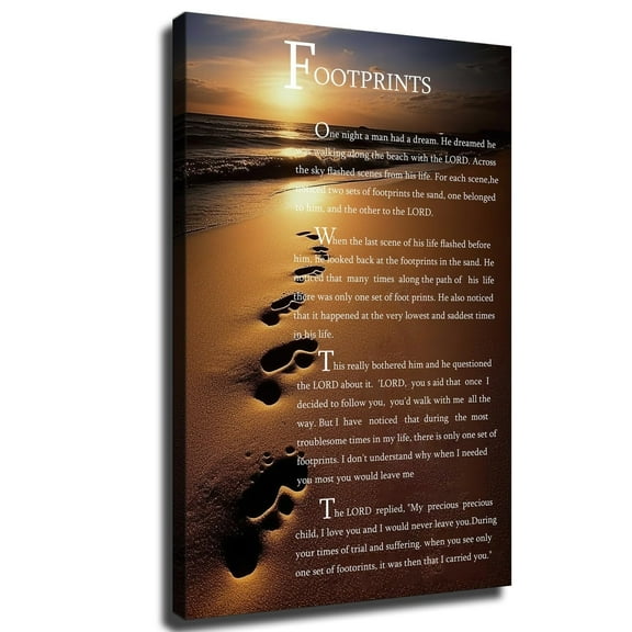 Footsteps In The Sand Poem Poster Inspirational Quotes Posters Canvas Wall Art Suitable For Living Room Bedroom Office Cafe Pub Etc Holiday Gift Unframed 12x18inch(30x45cm)
