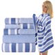 thumbnail image 4 of Juego de 8 Toallas de Terciopelo de Rayas Anchas, Toallitas de Baño Absorbentes, Juego de Toallitas para Adultos, 4 of 7