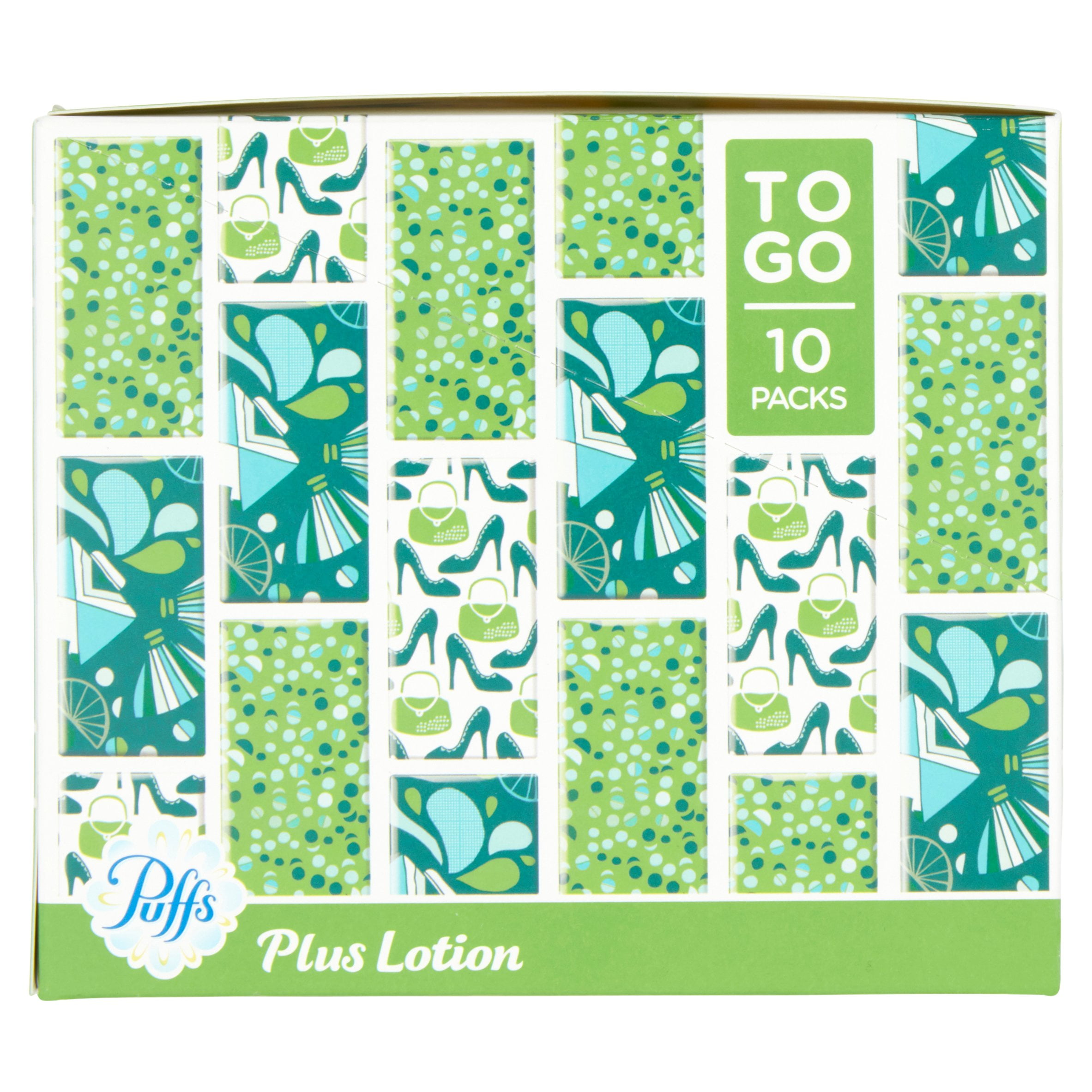 Puffs Plus Lotion Facial Tissues, 10 To Go Packs, 10 Tissues per Pack
