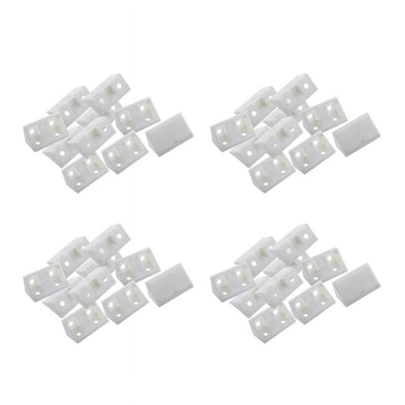 Furniture Cabinet Fastener Corner Braces Angle Brackets White 40Pcs