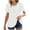 White, variant on Womens Summer Tops Fashion Spring Solid Color Base T-Shirts Pleated Button Short Sleeve Round Neck Top