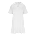 thumbnail image 2 of TaTaai Women's Loose Fit Hooded Dress Short Sleeve Solid Color Casual Flared Hem T-Shirt Dress Lightweight Summer Polyester Blend Gift, 2 of 9