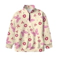 thumbnail image 4 of Uorisanigo Quarter Zip Pullover Sweatshirts Pink Cherry Butterfly Long Sleeve Half Zipper Sweatshirts Loose Athletic Pullover Tops Half Zip Mock Neck Hoodies Jackets Trendy Clothes, 4 of 7