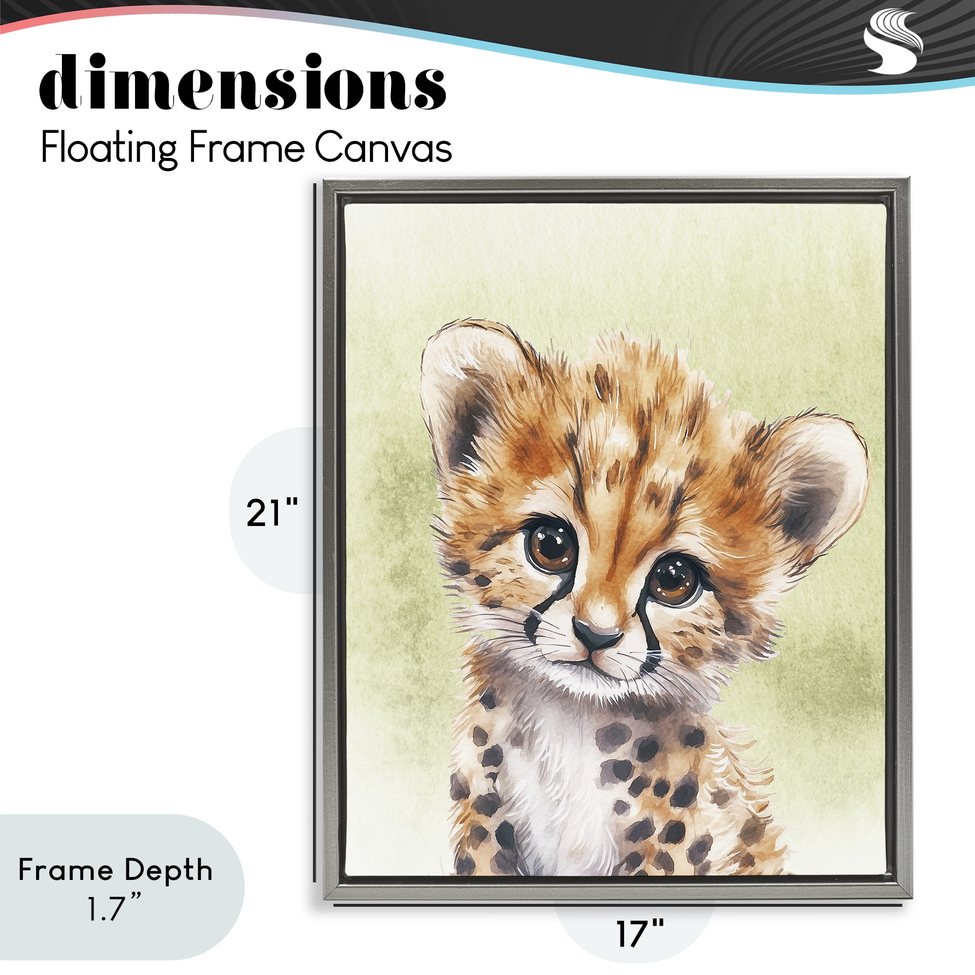 Stupell Industries Jungle Friends Baby Cheetah Gray Framed Floater Canvas Wall Art, design by Christine Simpson Art