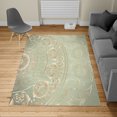 thumbnail image 2 of Mandala Turkish Area Rug, Vintage Cosmos Oriental Breeze Pattern Swirled Floral Leaves Art, Soft Carpet for Living Room Decor with Distressed Look, 2.6' x 5', Pale Green, by Ambesonne, 2 of 4