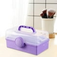 thumbnail image 4 of Organizador multiusos Caja de herramientas plegable Caja de almacenamiento de tres capas Estuche para manualidades para juegos de fabricación de uñas, violeta, 4 of 5