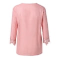 thumbnail image 3 of DuoJiaJ Women Fashion Casual Solid Lace Tops Sexy V-Neck Blouse Half-Sleeve Shirts Women’s V-Neck Tops Pink, 3 of 4