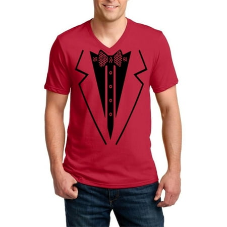 Short Sleeve Bow Tie - Black Bow Tie Suit Tuxedo Costume Men's V-Neck Short Sleeve T-Shirt