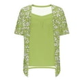 thumbnail image 6 of Clears Daisy Tee Shirts for Women Fake Two Piece Blouses Square Neck Tee Causal Pleated Short Sleeve Shirts Floral Cottage Tunic Tops Loose Fitted T Shirts Dressy Causal Blouse Holiday Party Clothing, 6 of 7