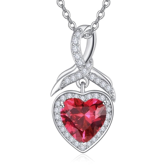 TANGPOET Sterling Silver January Birthstone Infinity Heart Necklace Women