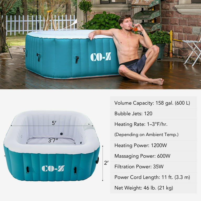 CO-Z Simple Spa 6 Person Portable Inflatable Hot Tub Jet Spa with Pump and  Cover