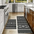 thumbnail image 4 of Black and White Kitchen Rugs Sets of 2 Boho Black Kitchen Rug Mat Washable Non-Slip Kitchen Mats for Floor 2 Piece Boho Kitchen Decor, 4 of 6