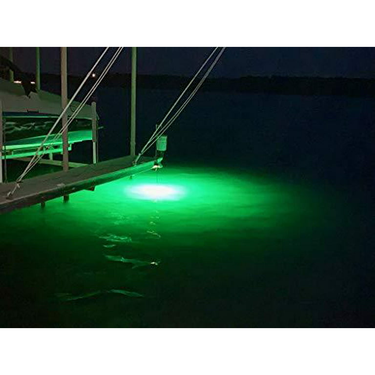Green Blob Outdoors Underwater Fishing Light 7500 Lumen for Boats includes  Alligator Clips & Cigarette Lighter w/ 30ft Cord, 
