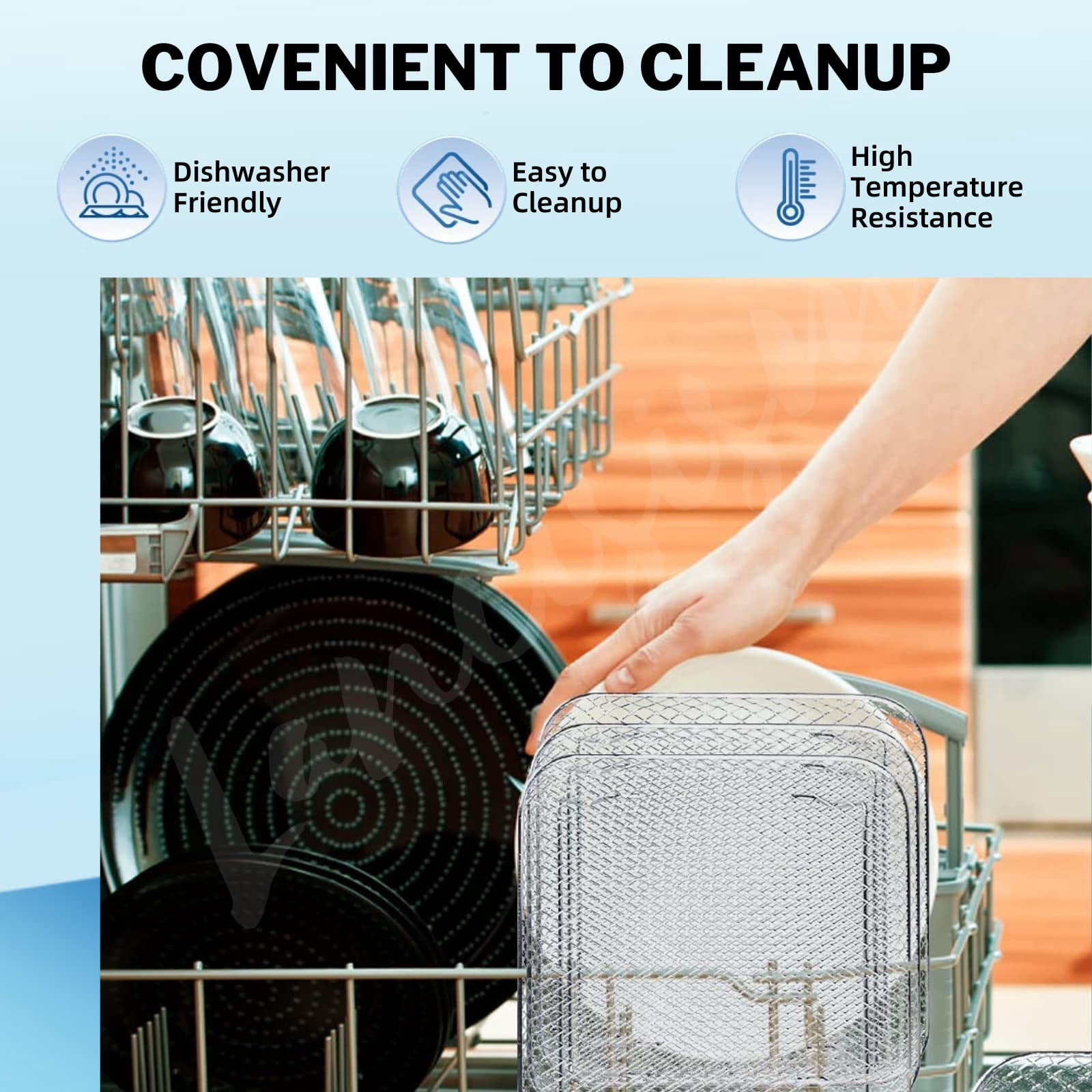 CHENALIN Air Fryer Accessories, 3 Stackable Dehydrator Racks, 304 Stainless Steel For Air Fryer and Oven, 8 Inch Square