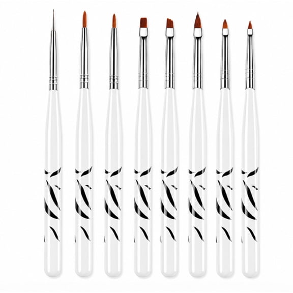 Nail Art Brush Set, 8-Piece Professional Nail Extension Gel Brush, Liner, Carved Brush & Dotting Pen for Salon and DIY Home Use, TIKA