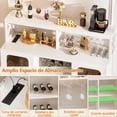 thumbnail image 4 of Estante de Vino no Empotrado para Piso,Clóset no Empotrado para Barra de Vino, Rack de Vinos, Rack para Botellas de Vino, con 2 Botelleros, 4 Portavasos para Copas de Vino y luz LED(Blanco), 4 of 7
