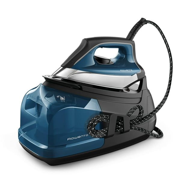 Rowenta Plancha de Vapor para Ropa, Suela Steam Pro de Acero Inoxidable, Depósito Extraíble de 1,1 L, 1800 W, Azul