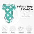 thumbnail image 4 of Saiise Pyjama à Manches Courtes Col Rond Motif à Pois Turquoise et Blanc pour Femmes avec Fermeture à Pression-TTG, 4 of 7