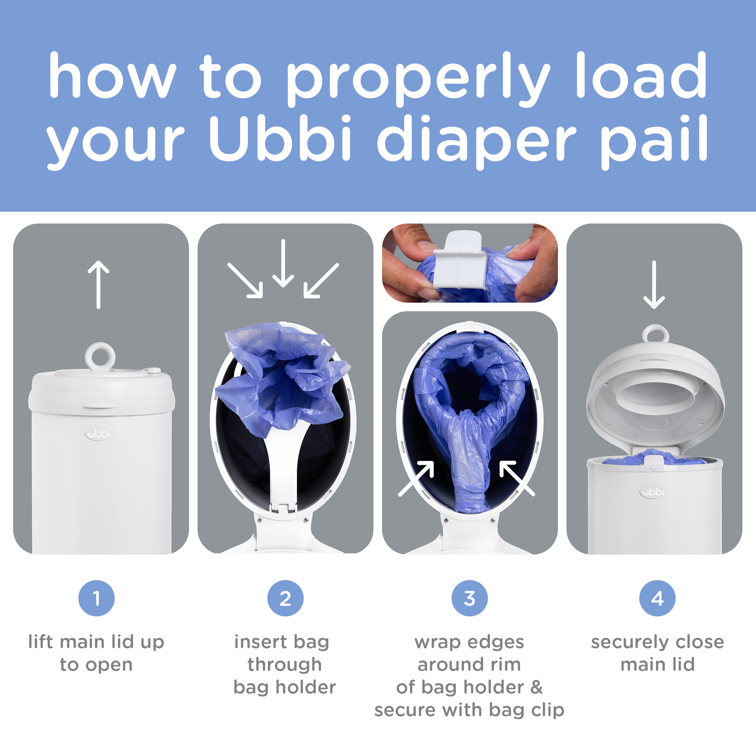 Ubbi Fluted Stainless Steel Diaper Pail - White photo 3