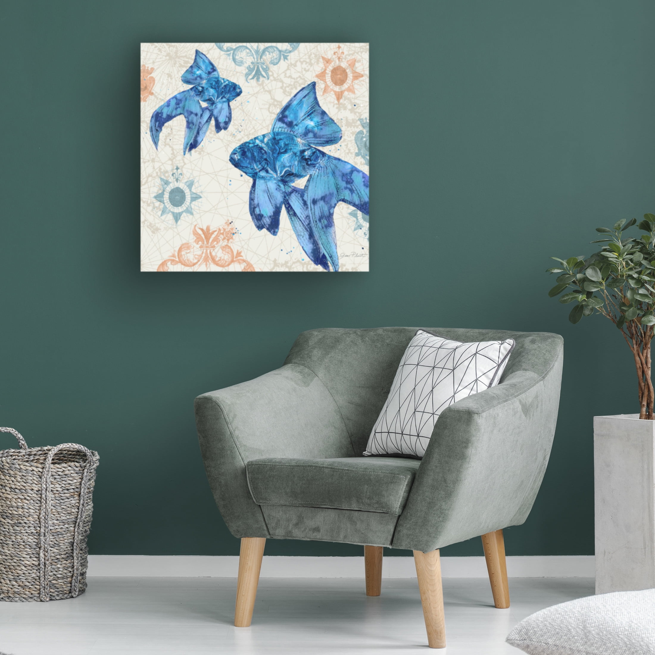 Canvas Wall Art - Jean Plout 'Coastal Collection A' Wall Art for Living Room, Bedroom, or Office Décor by Trademark Fine Art - 18 x 18 Inches
