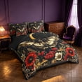 thumbnail image 2 of Homewish Boho Butterfly Queen Bedding, Mushroom Floral Leaf Bedding Comforter Set Queen, Black Reversible 7 Pieces, 2 of 7